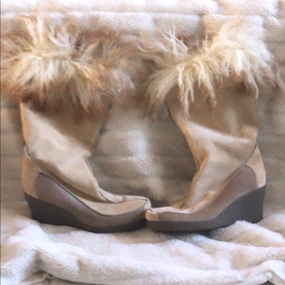 Calvin Klein Suede & Mongolian fur boots